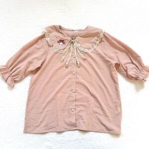 Sanrio My Melody Gothic Blouse Tops Women L Lolita Jirai Kei Ryosan Japan Lace